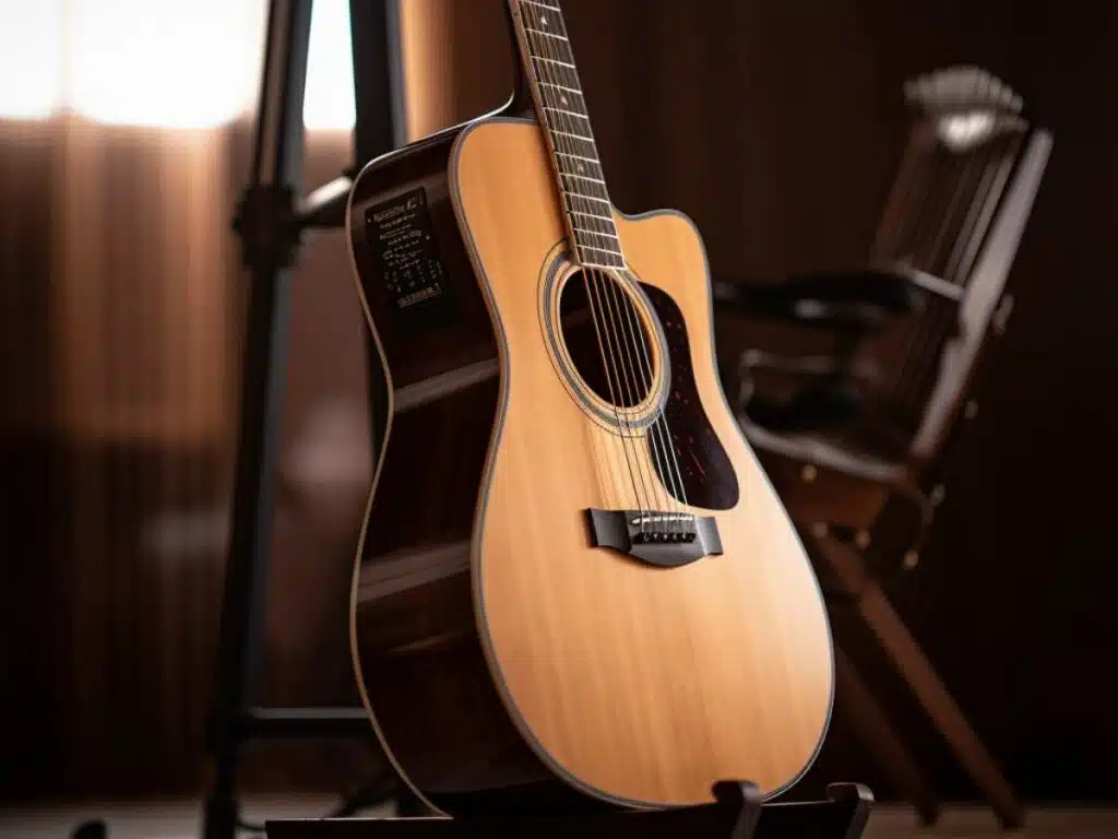 gitara akustyczna na stojaku