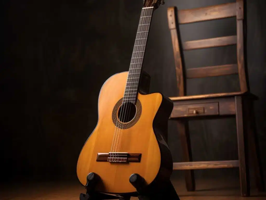 gitara klasyczna na stojaku