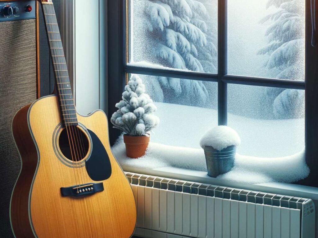 gitara akustyczna zimą