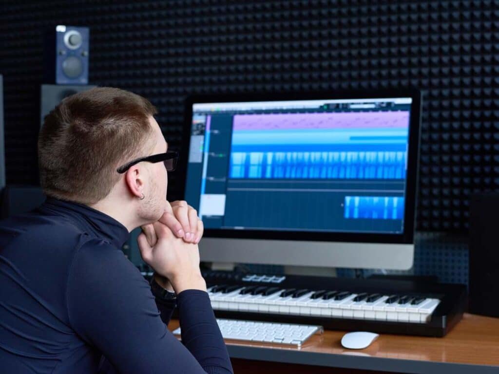 komputer w domowym studio nagrań