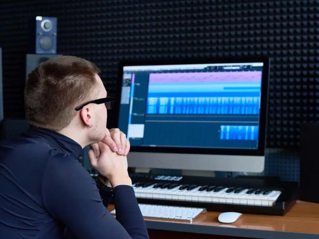 komputer w domowym studio nagrań