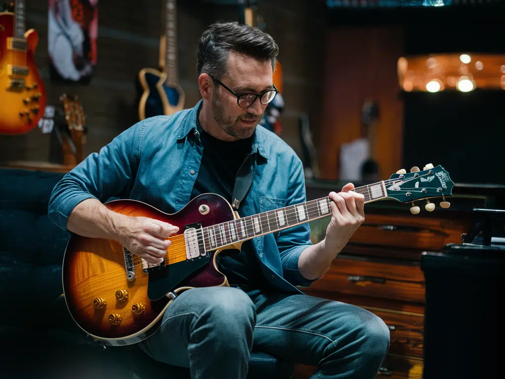 gitarzysta grająćy na epiphone les paul