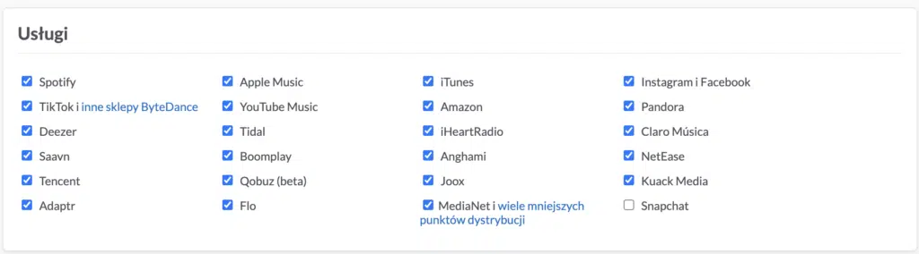 serwisy streamingowe na distrokid