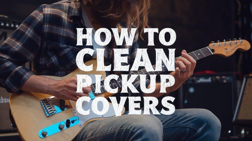 how to clean pickup covers text and image of guitarist
